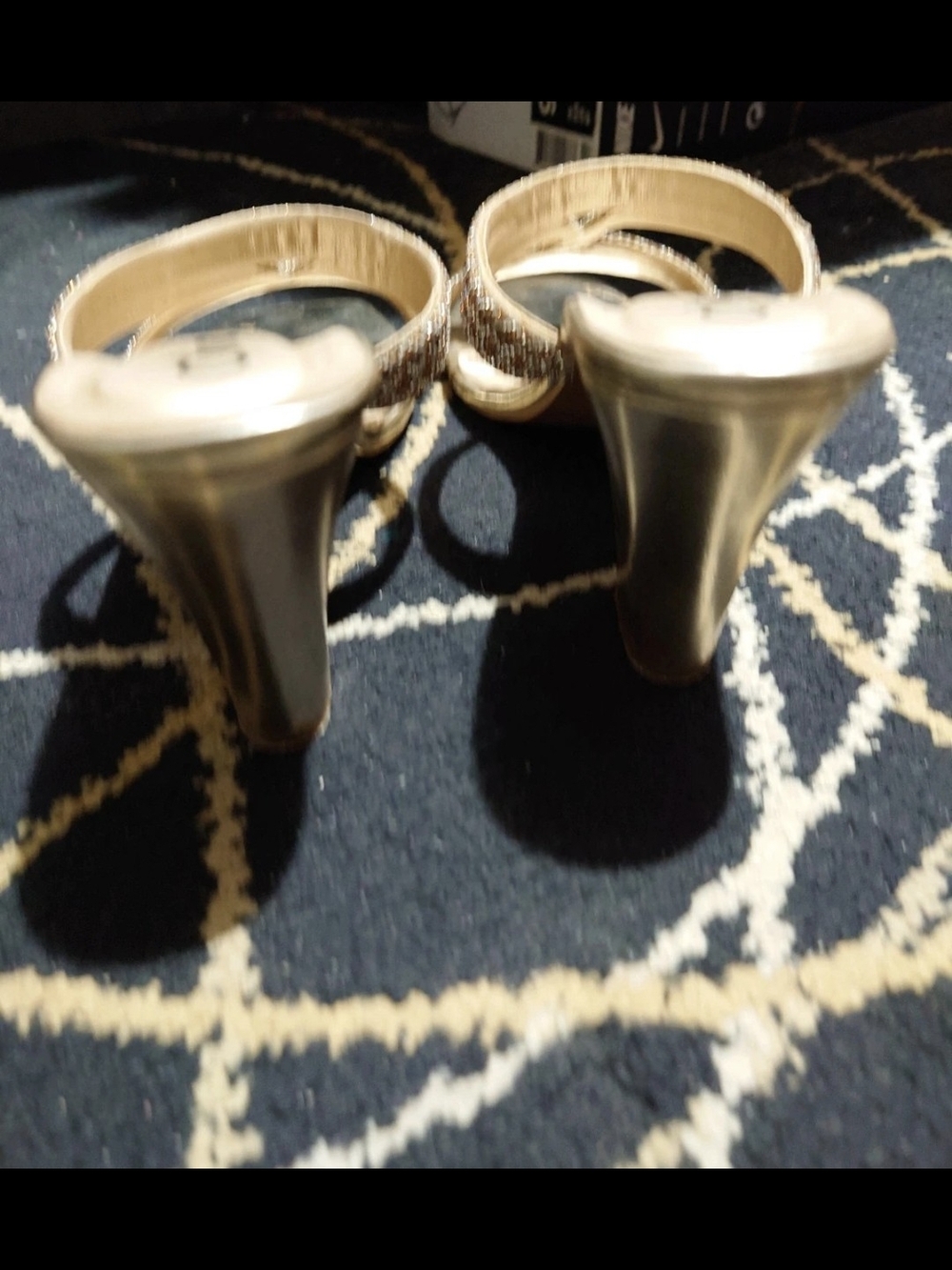 Women's Gold Heals With Sparkly White & Brown Stones - Picture 4 of 4